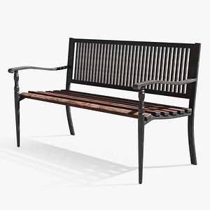3D Outdoor Slat Bench Dark Brown model