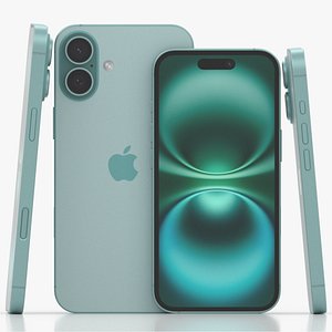 3D iPhone 16 and 16 Plus Teal model