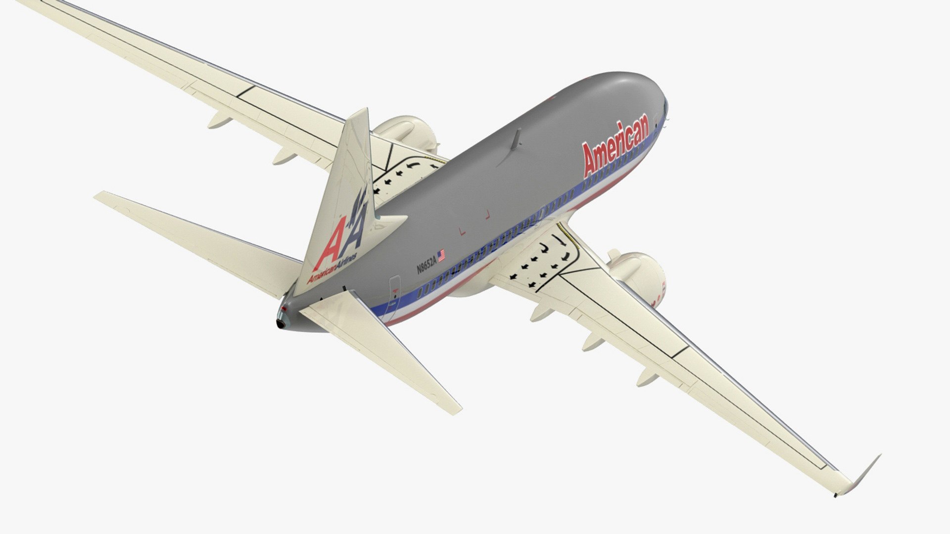 American Airlines Boeing 737-700 with Interior Rigged for Cinema 4D 3D model preview