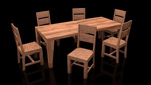 dining table chairs 3d model