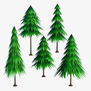 Stylized Low Poly Hand Painted Trees 3D model