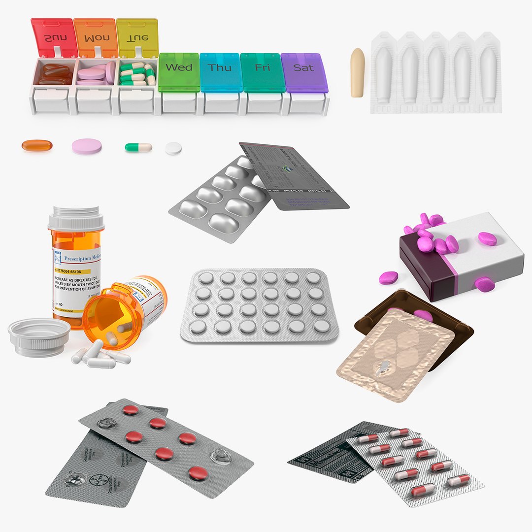Pills Packs Collection 4 3D model preview