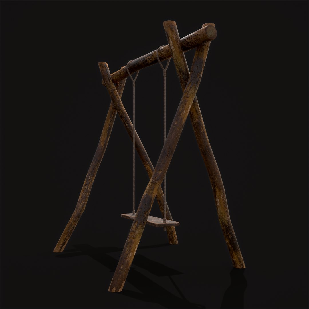 3D Model Rustic Log Rope Swing - TurboSquid 1937648