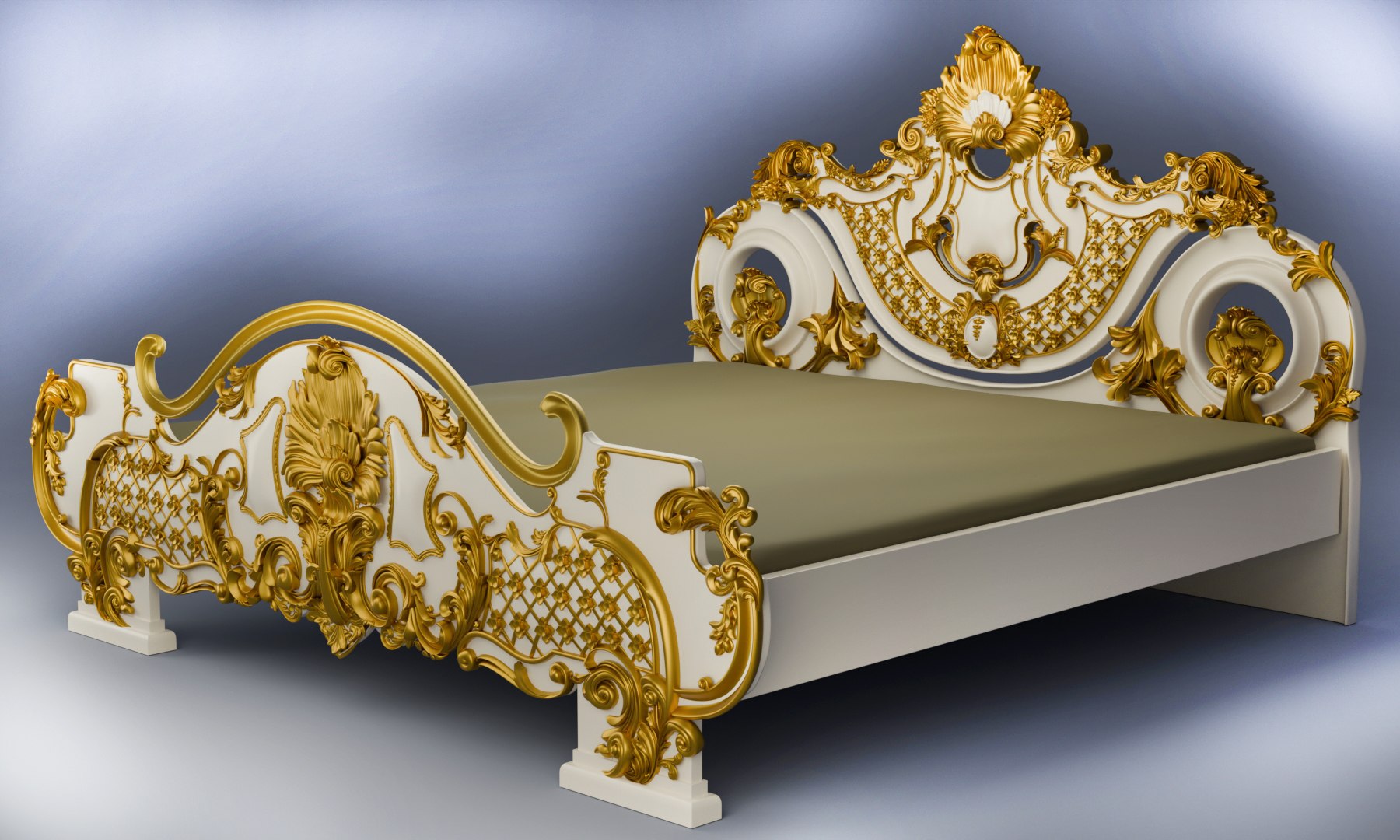 3D Model Baroque Bed Headboard For Engraving On A CNC Machine