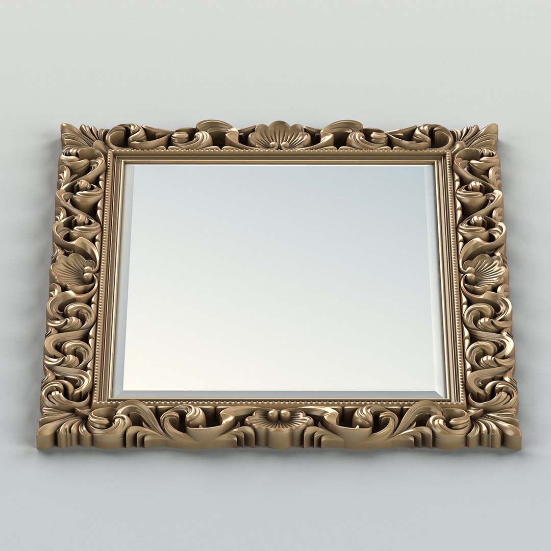 Carved Rectangle Mirror Frame 3d Model