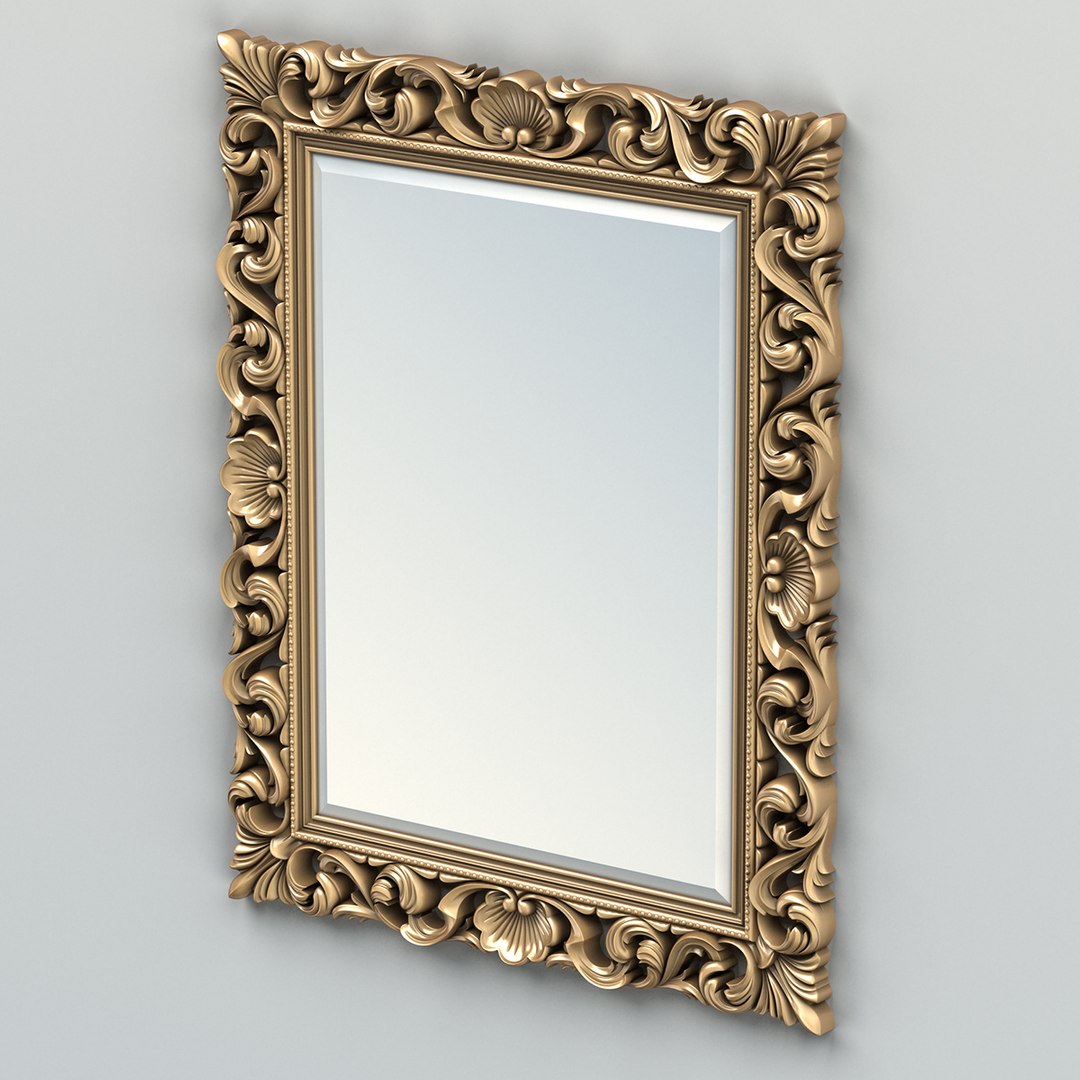 Carved Rectangle Mirror Frame 3d Model