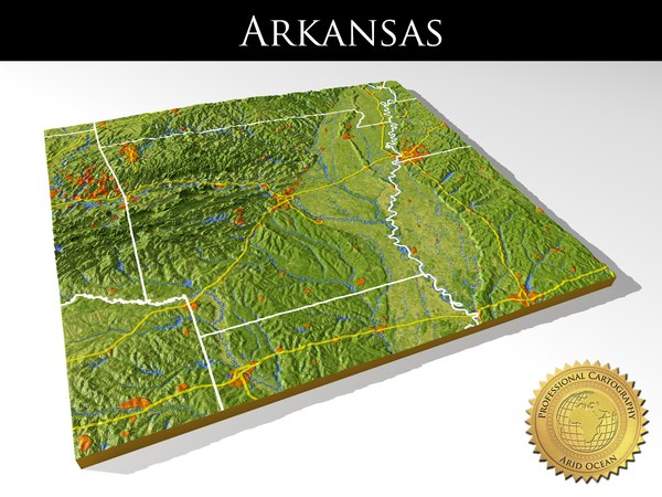 3d model relief arkansas