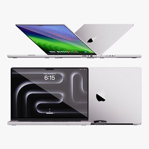 3D Apple MacBook Pro 16 inch Silver 2023 With Magic Mouse