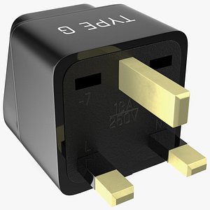 Electrical Plug Type G Adapter Black 3D model