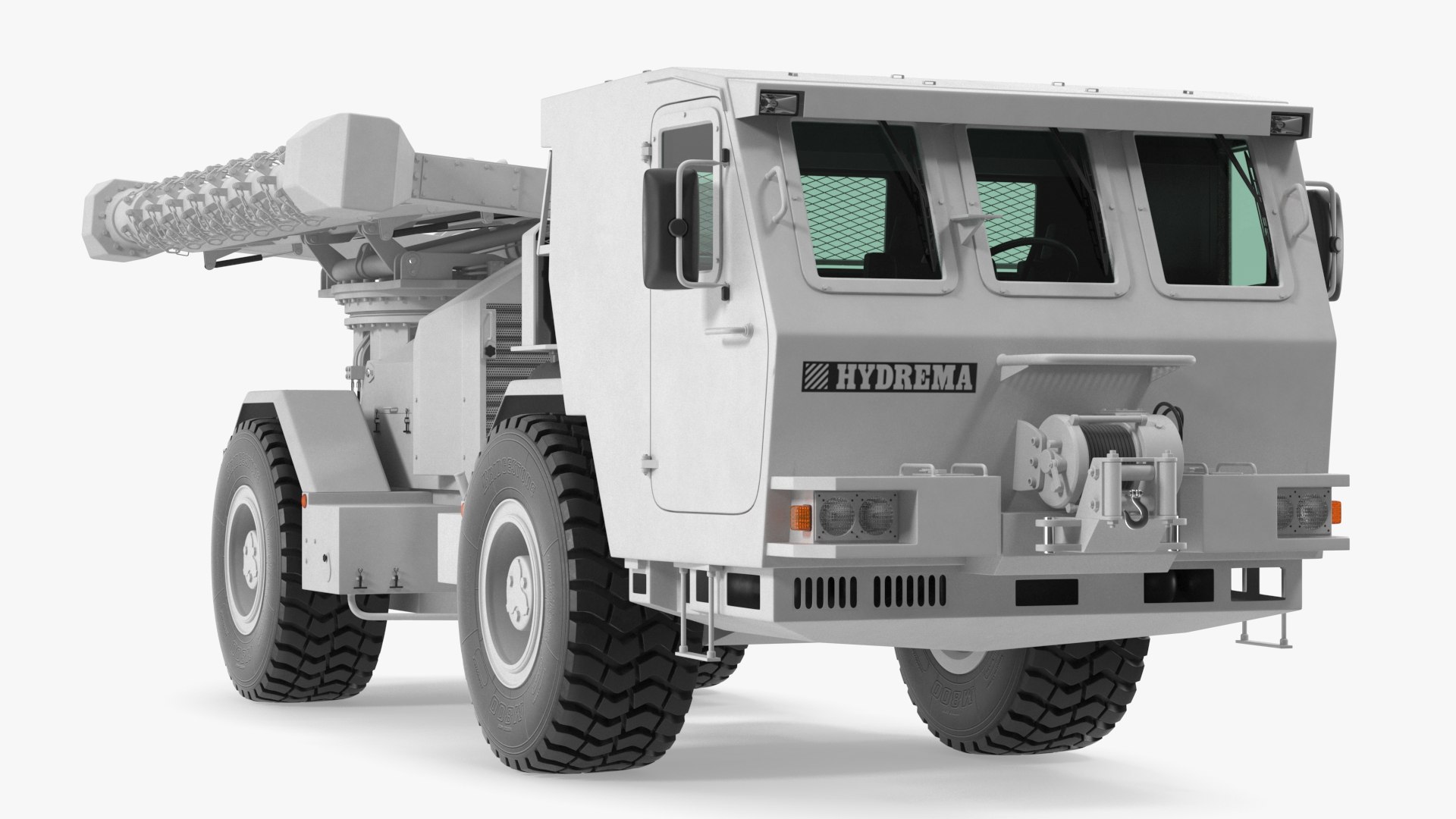 White Mine Clearing Vehicle Hydrema 910 3D model preview