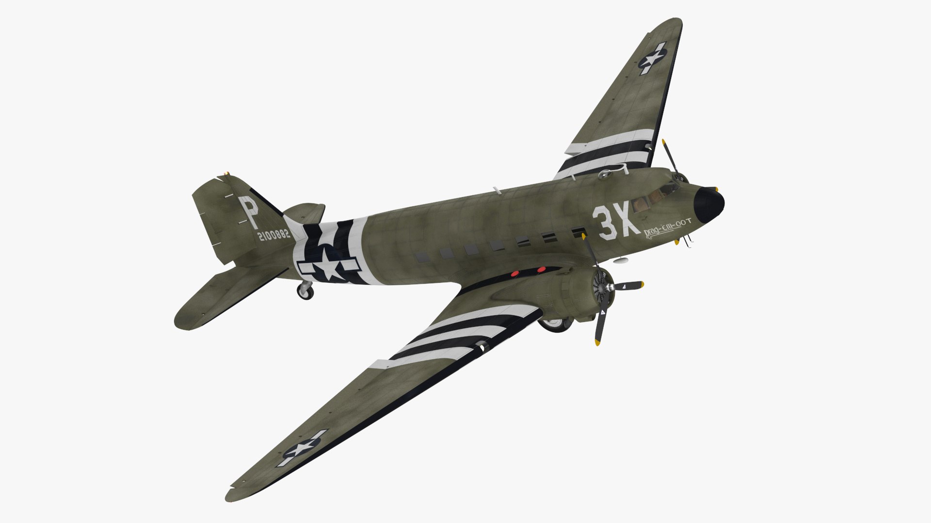 WWII Douglas C-47 Skytrain Rigged for Maya 3D model preview