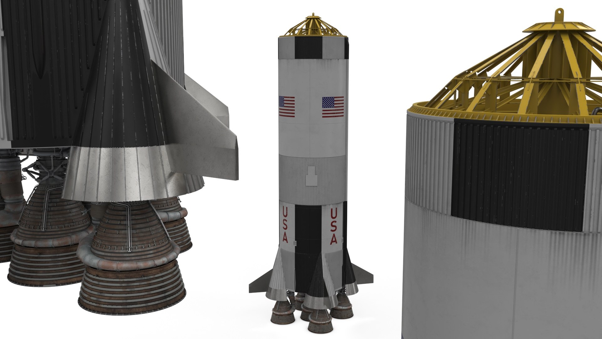 Saturn V Rocket First Stage 3D Model - TurboSquid 2412767