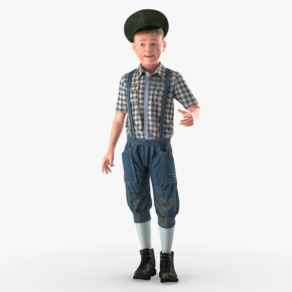 3D realistic child boy person standing