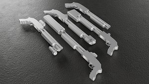 3D Low Poly Shotgun-style -5 Variations Game Ready model