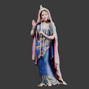 Radha - Hindu Deity 3D Character Textured Traditional Saree 3D model
