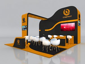 3D Exhibition Booth Stand Stall 6x7m Height 450 cm 3 Side Open 3D model