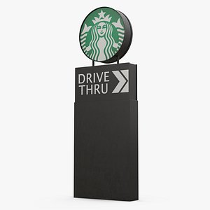 Round Starbucks Drive Thru Signage