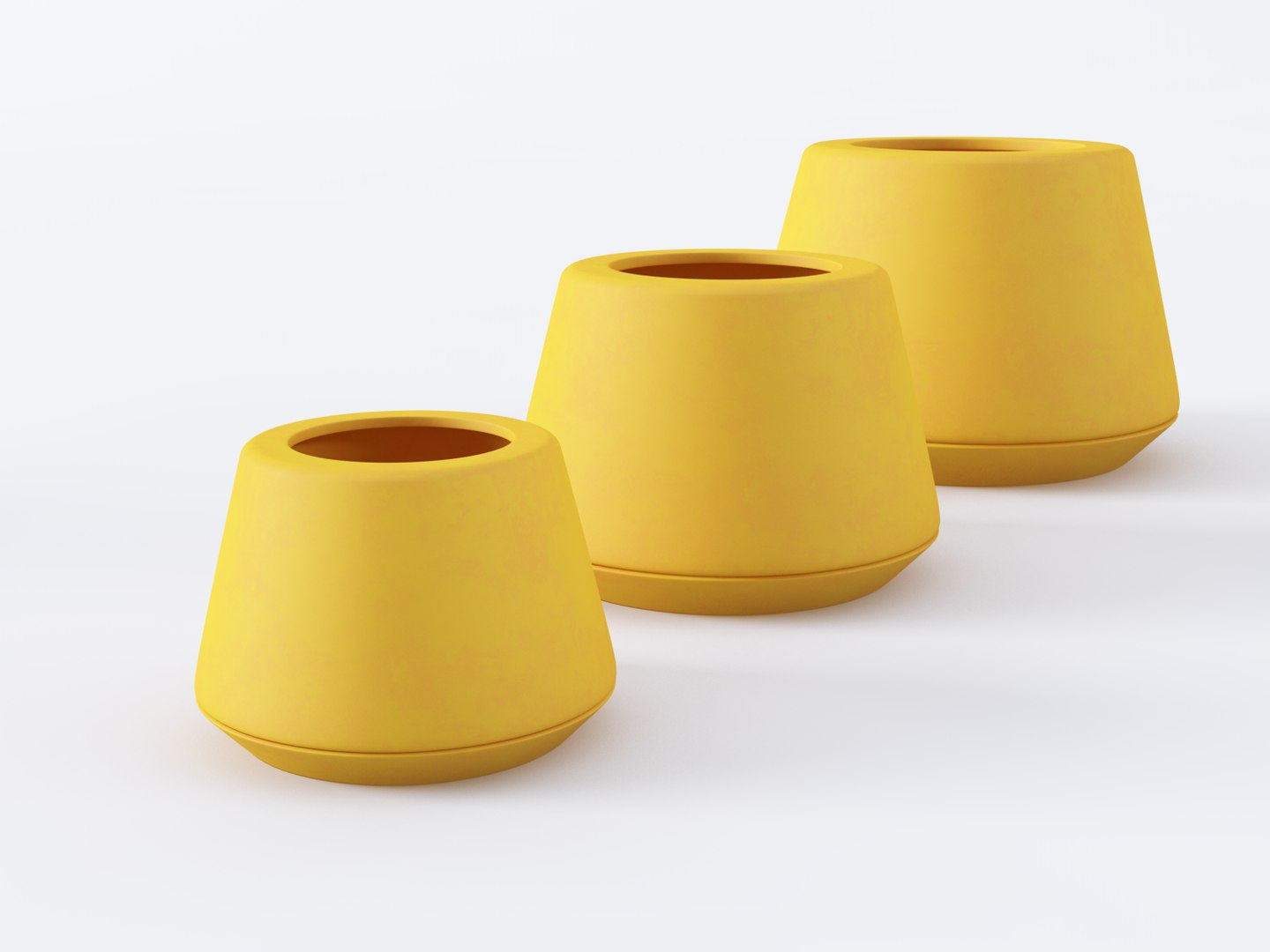 3D Model Yellow Pots Set Plants TurboSquid 1400080
