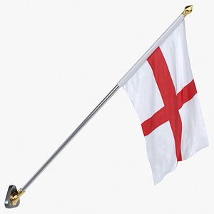 England Cloth Flag Wall Mount Animated 3D model