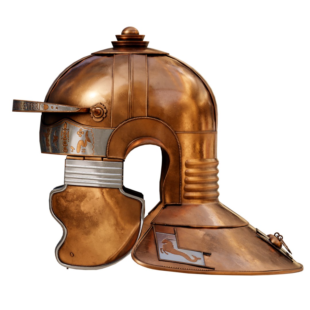 Niedermormter - Imperial Italic H Bronze - Roman helmet model https://p.turbosquid.com/ts-thumb/KV/rFRp2P/oF/9_bronze/png/1768714257/1920x1080/fit_q87/3914d30c31e31393a3da3f1343f83348876f0b49/9_bronze.jpg