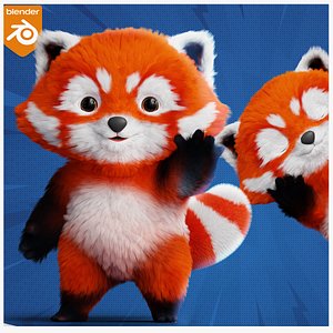 Cute cartoon panda Low-poly