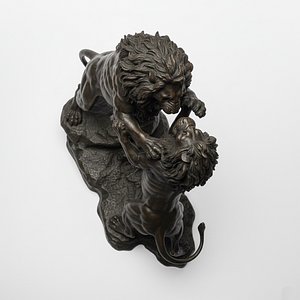 3D Lion vs Lion Sculpture low-poly