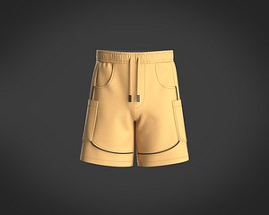 Mens shorts with pocket and cut and sew piping detailing
