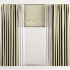 3D curtains roman beige
