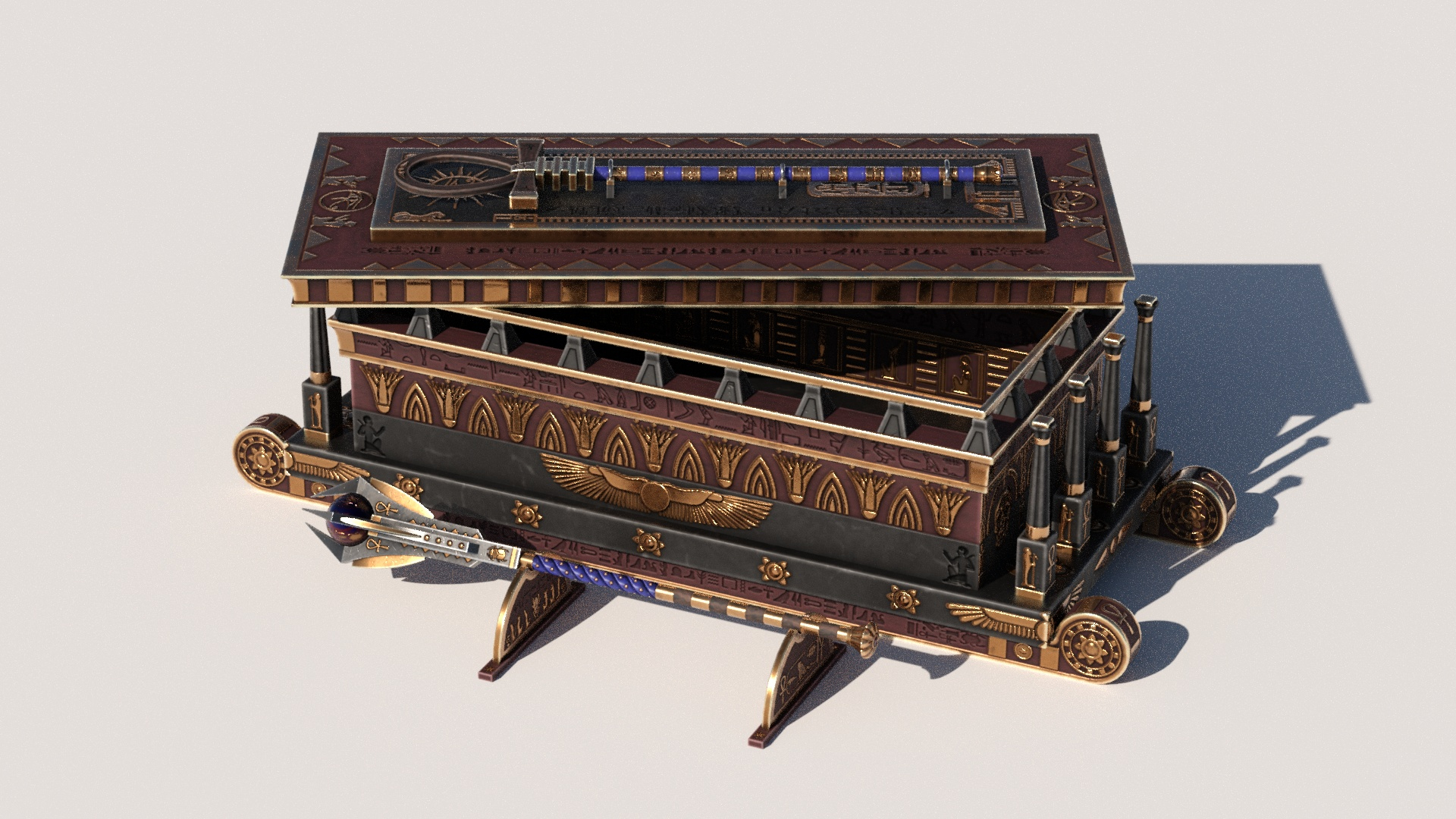 OB 02 Egyptian Necromancer Kit Sledge Casket 3D model TurboSquid