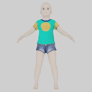 Four Years Old Rigged Girl 3D model