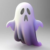 Cute Halloween Ghost Character - Stylized Floating Sheet Ghost 3D Model
