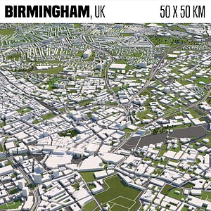 Birmingham 50x50km 3D City Map