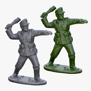 3D Plastic Toy Soldier Army WW2 Gray and Green model