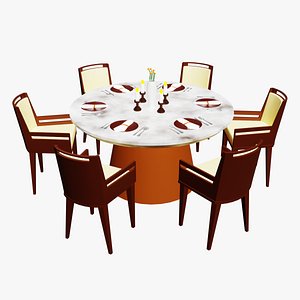 Table and Chair Restaurant Full Set4 3D