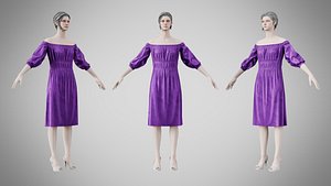 3D Dress 16 Royal Velvet Purple model