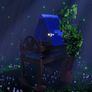 Crib PBR low-poly 3D model