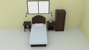 3D model Wooden Cylinder Bedroom