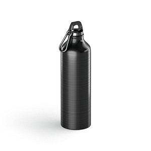 Black Aluminum Sport Bottle - metal water botle with carabiner
