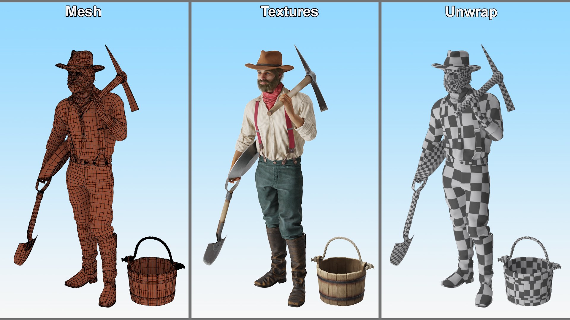 3D Model Gold Rush Prospector Standing - TurboSquid 2307249