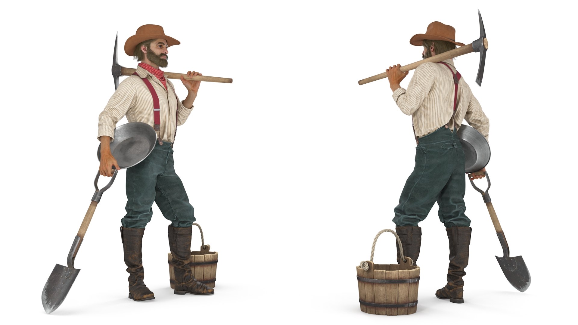 3D Model Gold Rush Prospector Standing - TurboSquid 2307249