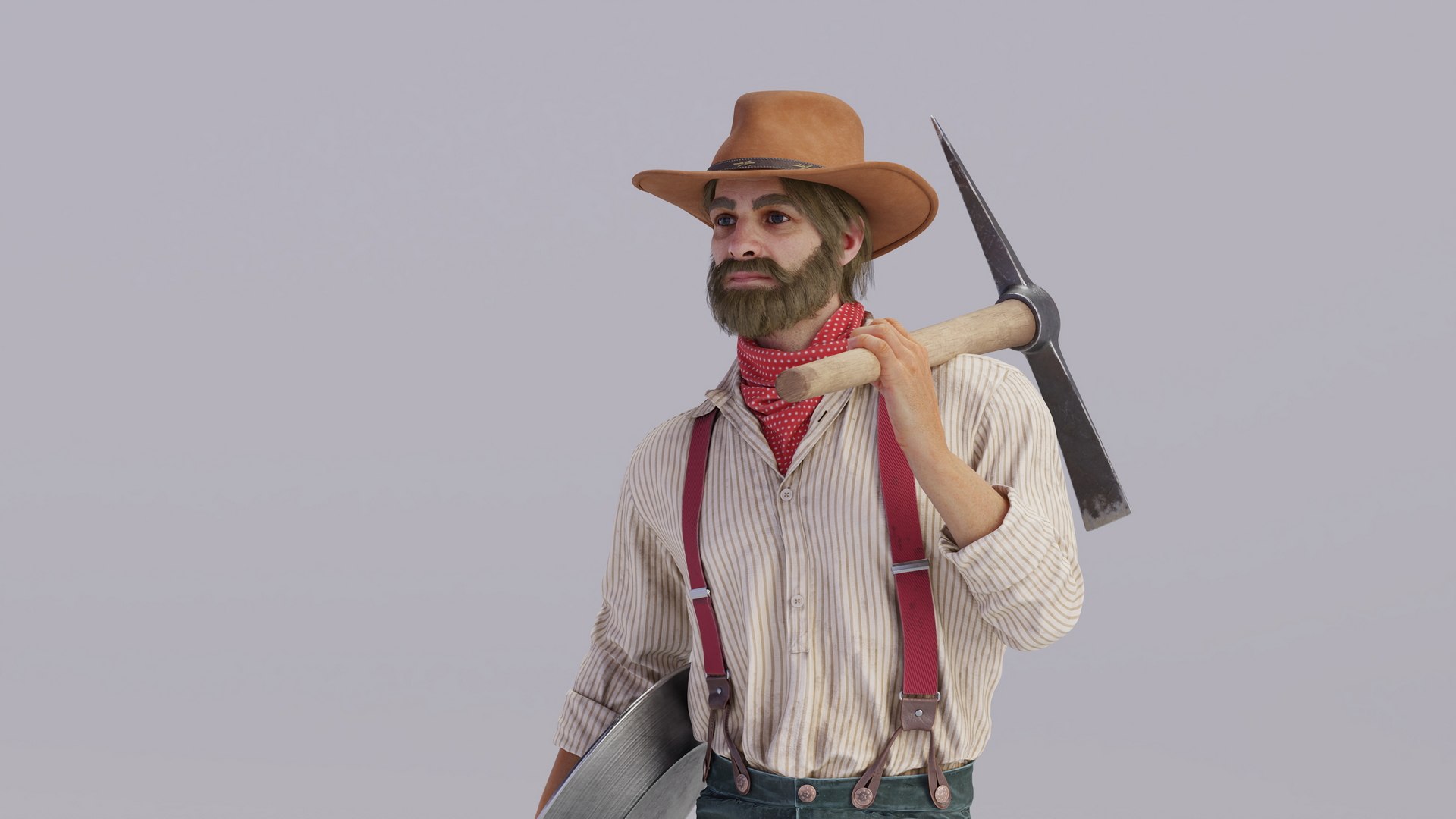 3D Model Gold Rush Prospector Standing - TurboSquid 2307249