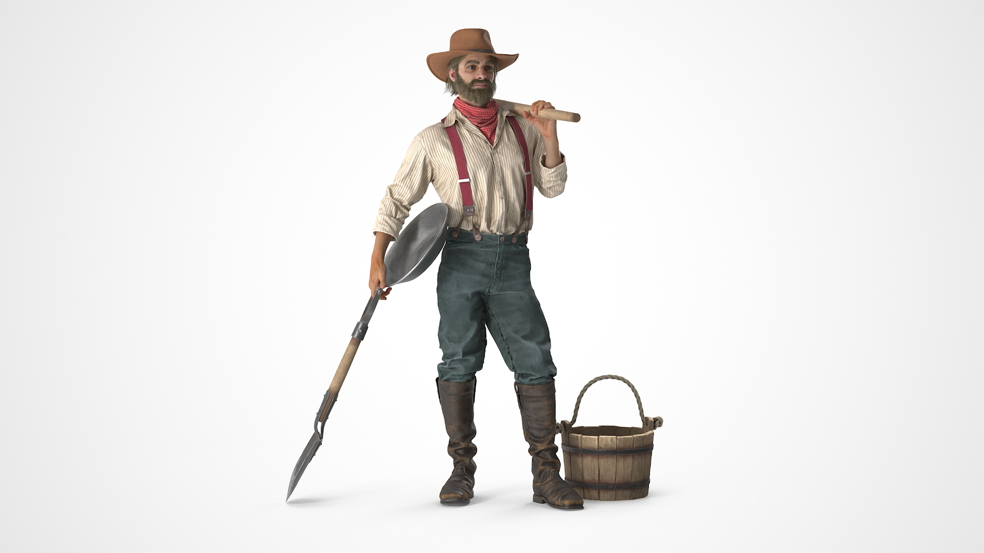 3D Model Gold Rush Prospector Standing - TurboSquid 2307249