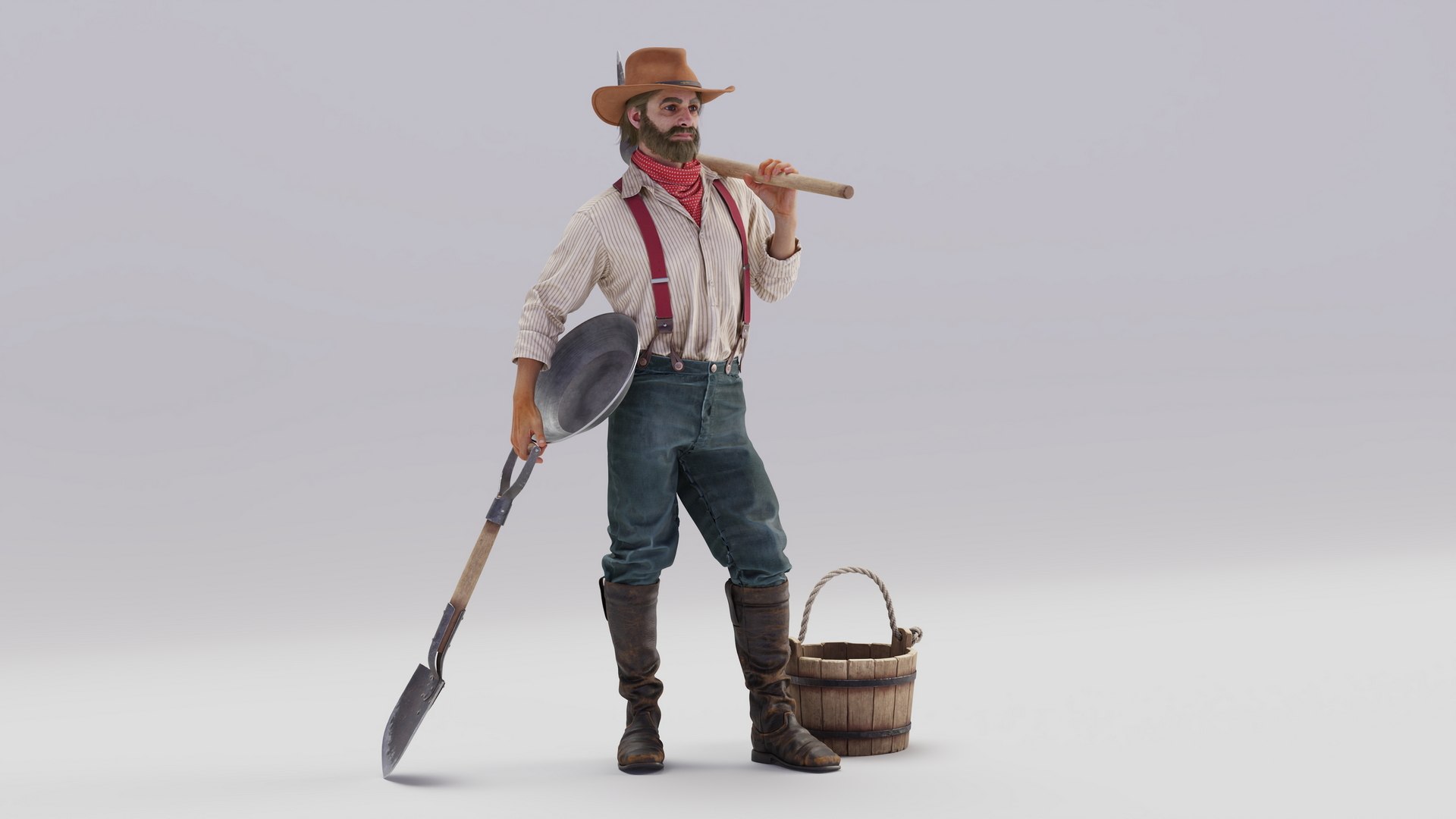 3D Model Gold Rush Prospector Standing - TurboSquid 2307249