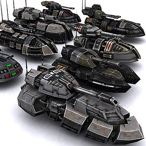 real-time sci-fi hover tanks 3d model