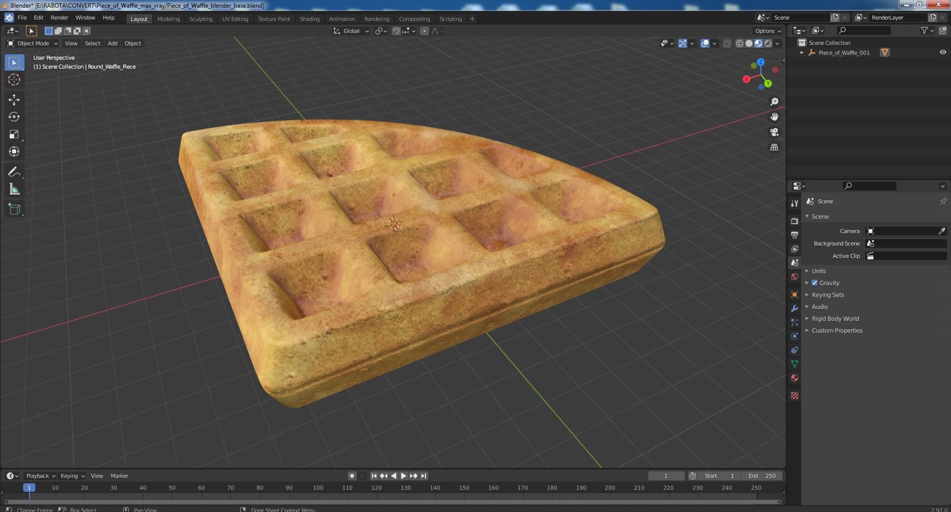 Piece of Waffle 3D model https://p.turbosquid.com/ts-thumb/KX/VhIiUC/YW/pieceofwafflevray3dmodel026/jpg/1674757752/1920x1080/fit_q87/9198b531567ef627fc7f51bb4cbf86ded0e486fa/pieceofwafflevray3dmodel026.jpg