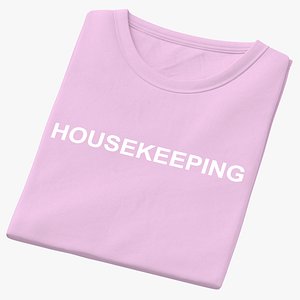 Female Crew Neck Folded Pink Housekeeping 02 3D