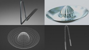 2xPack Juicer Tongs Obj and Blend 3D model