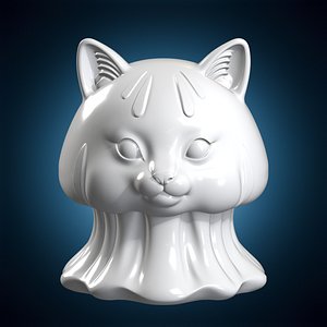 Stylized Cat Bust Home Decor 3D Print Model