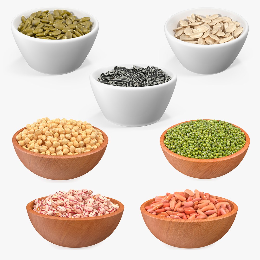 Beans and Seeds in a Bowl Collection 2 3D model preview