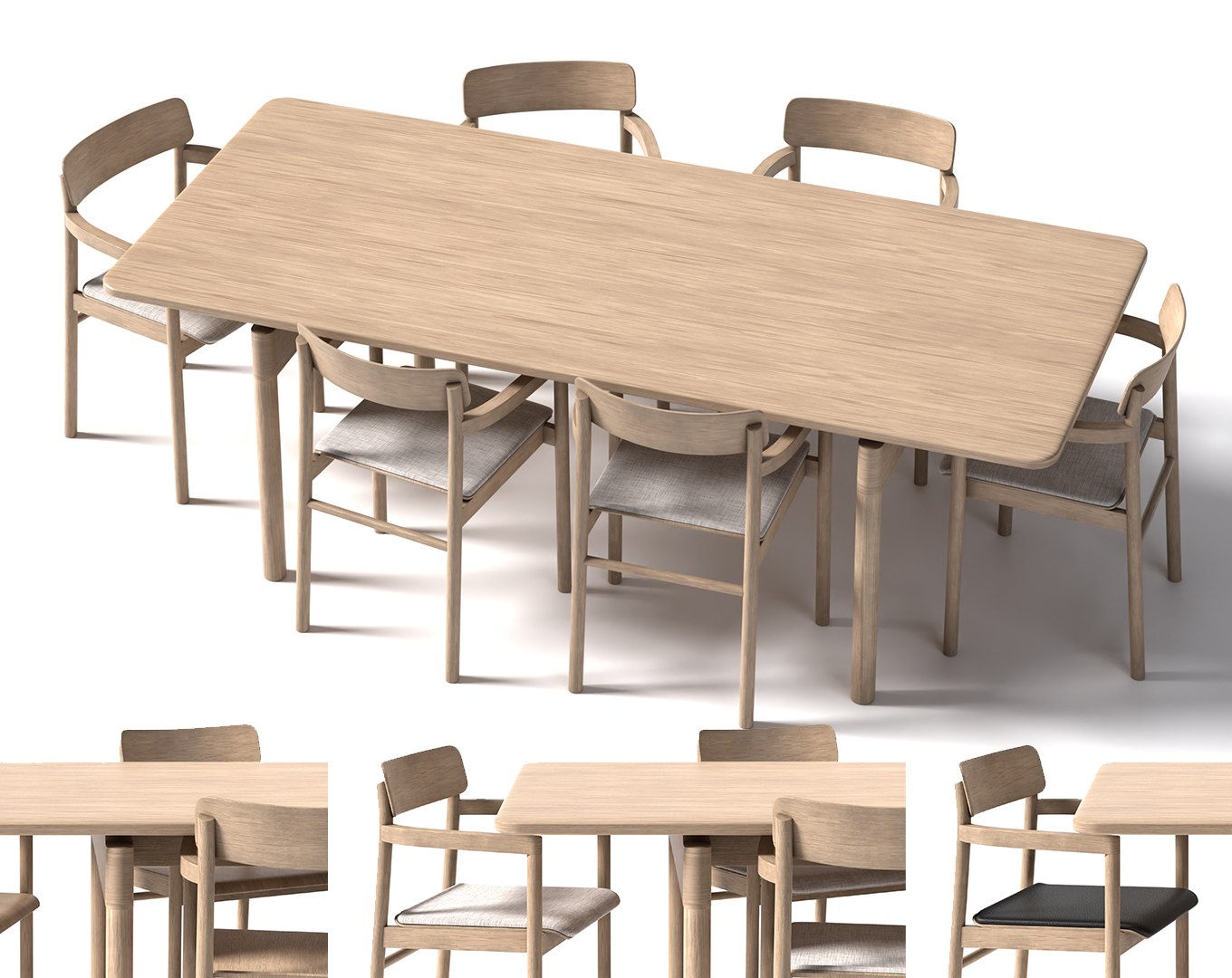 3D Model 3 Model Of Fredericia Post Chair Set - TurboSquid 1911760
